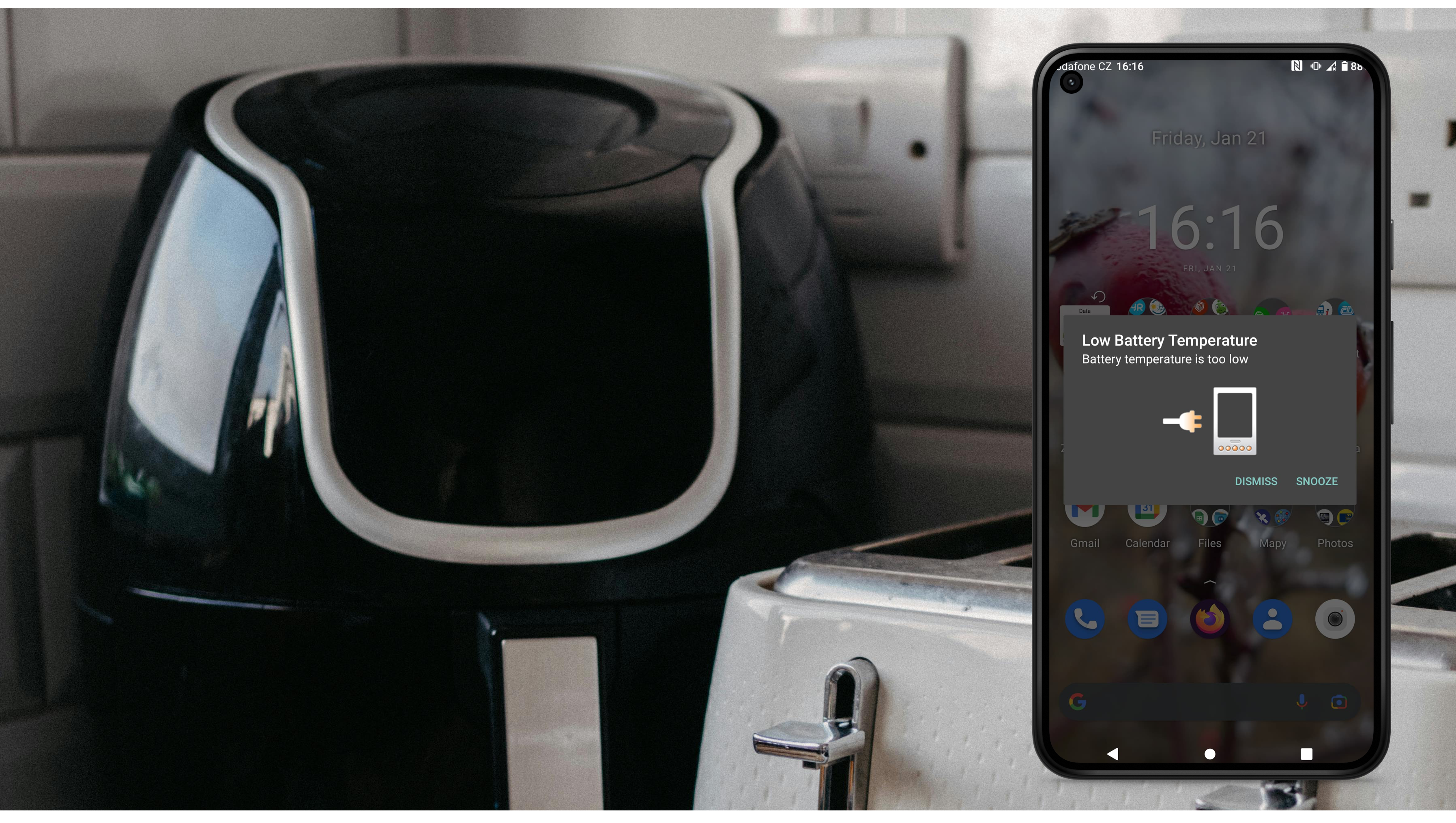 Air fryer low battery hack or low temperature android phone error